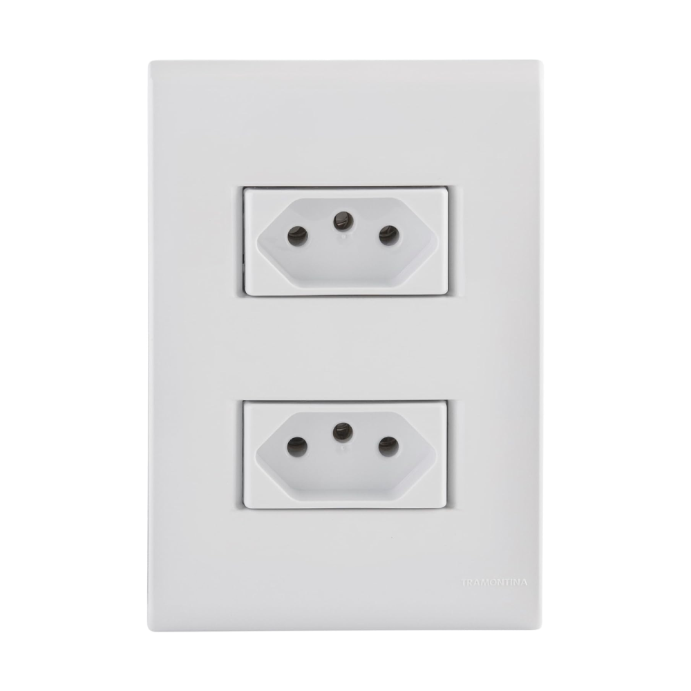 Conjunto de 2 Tomadas 2P+T 20A 250V 4x2 Tramontina Liz Branco